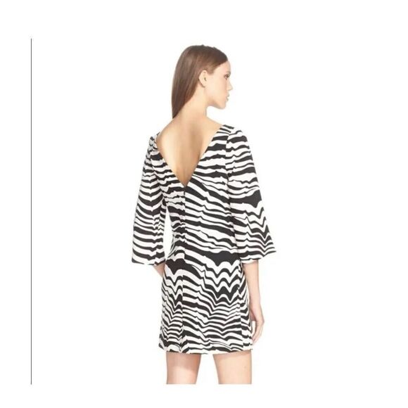 Trina Turk 4 Statement Sleeve Zebra Print Mini Dress Black White Psychedelic - Picture 3 of 11